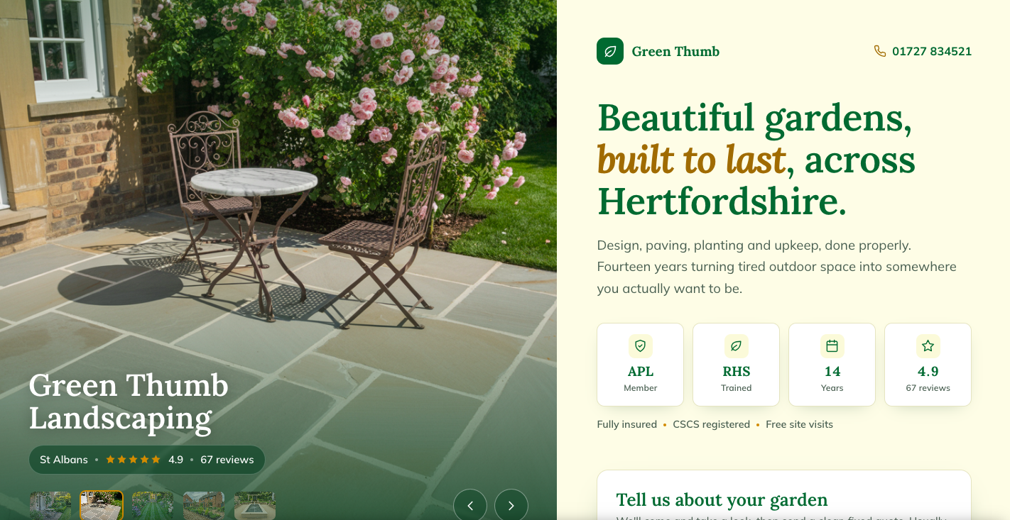 Greenfield Landscapes website preview