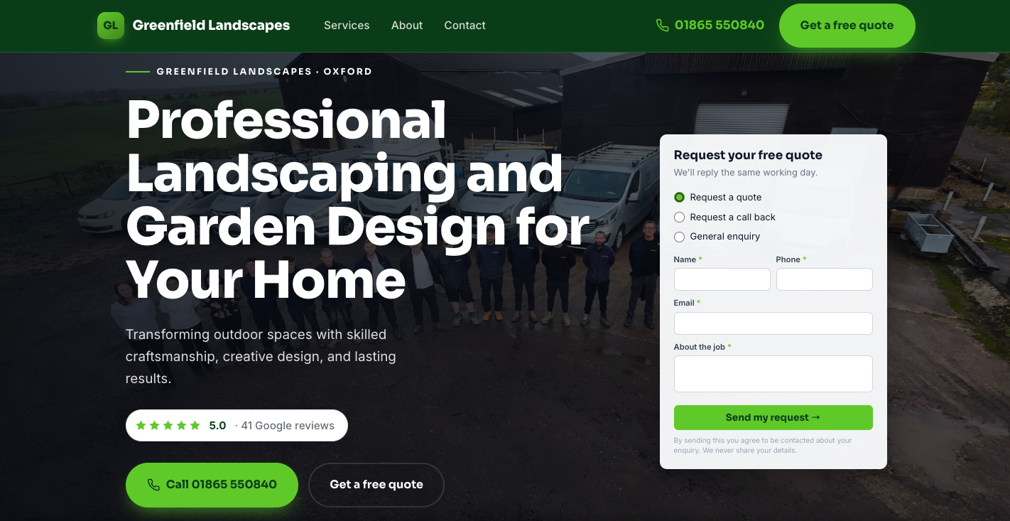 Green Thumb Landscaping website preview