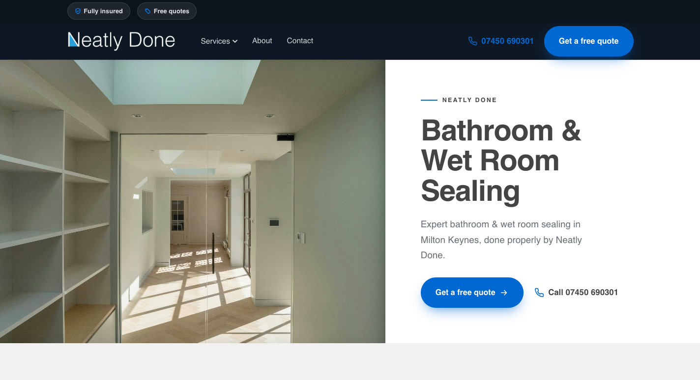 Starter site example — single page, all essentials